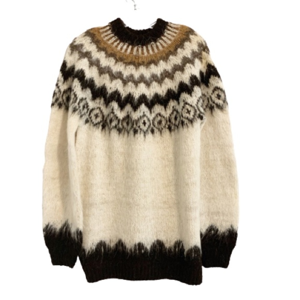 VINTAGE Handmade Alpaca Wool FairIsle Knit Sweater